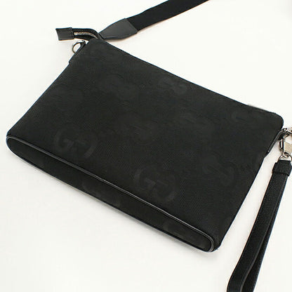 中古 グッチ ショルダーバッグ メンズ ブランド GUCCI ジャンボGG 2WAY クラッチバッグ 739668 ブラック USDGU119635011