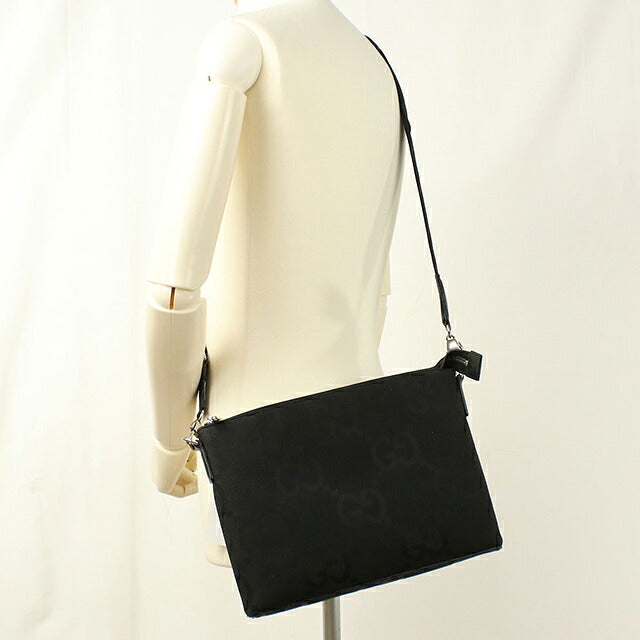 中古 グッチ ショルダーバッグ メンズ ブランド GUCCI ジャンボGG 2WAY クラッチバッグ 739668 ブラック USDGU119635011