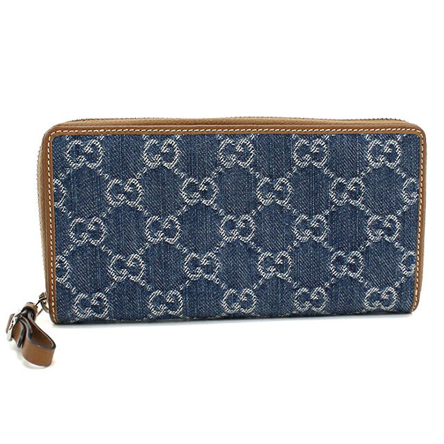 中古 グッチ 長財布ラウンドファスナー レディース ブランド GUCCI GGエンブレム  819122 ブルー USDGU119751011