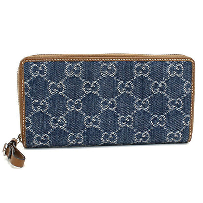 中古 グッチ 長財布ラウンドファスナー レディース ブランド GUCCI GGエンブレム  819122 ブルー USDGU119751011