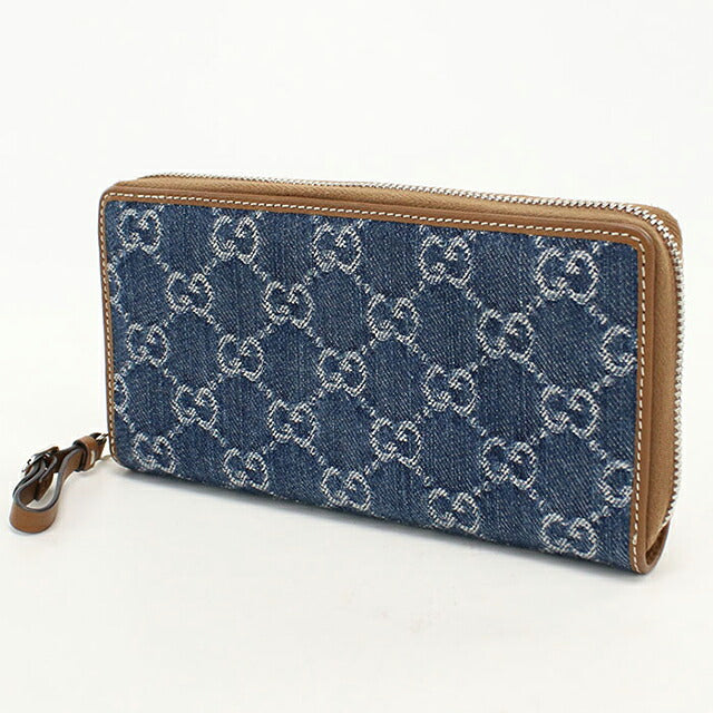 中古 グッチ 長財布ラウンドファスナー レディース ブランド GUCCI GGエンブレム  819122 ブルー USDGU119751011