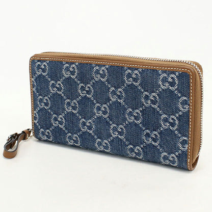 中古 グッチ 長財布ラウンドファスナー レディース ブランド GUCCI GGエンブレム  819122 ブルー USDGU119751011