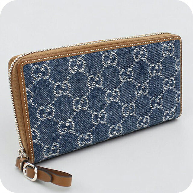 中古 グッチ 長財布ラウンドファスナー レディース ブランド GUCCI GGエンブレム  819122 ブルー USDGU119751011