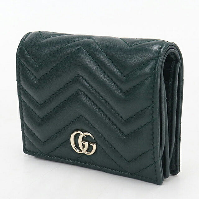 中古 グッチ 二つ折り財布 二折財布 コンパクト レディース ブランド GUCCI ダブルG カードケース ウォレット レザー 466492 グリーン USDGU119828011