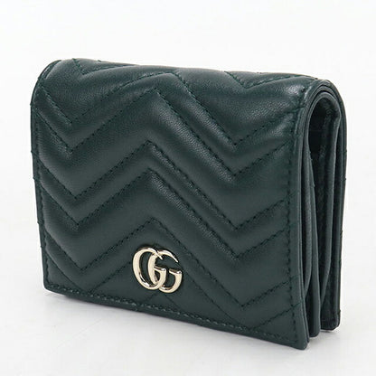 中古 グッチ 二つ折り財布 二折財布 コンパクト レディース ブランド GUCCI ダブルG カードケース ウォレット レザー 466492 グリーン USDGU119828011