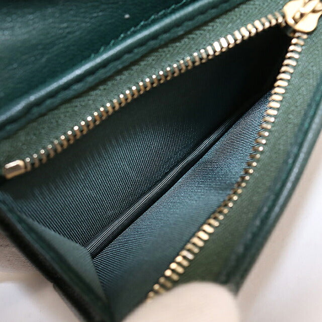 中古 グッチ 二つ折り財布 二折財布 コンパクト レディース ブランド GUCCI ダブルG カードケース ウォレット レザー 466492 グリーン USDGU119828011