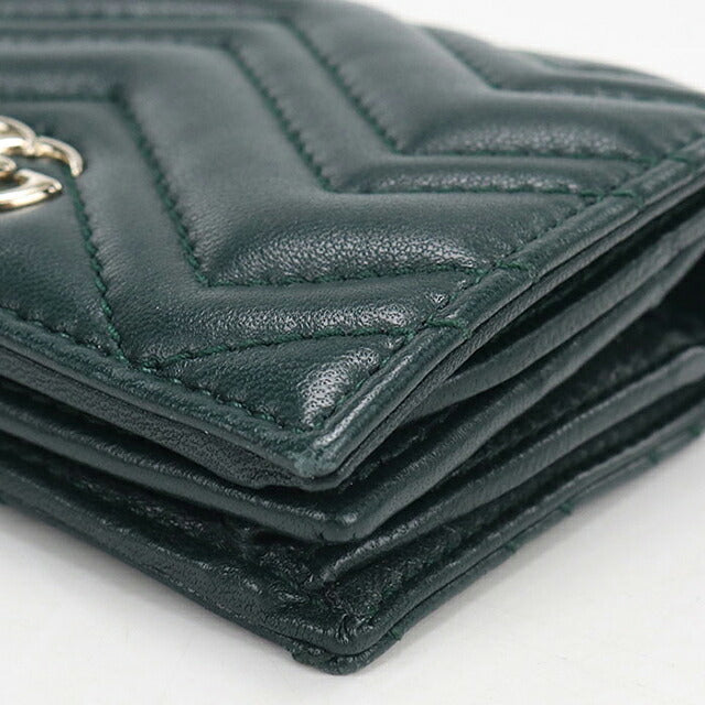 中古 グッチ 二つ折り財布 二折財布 コンパクト レディース ブランド GUCCI ダブルG カードケース ウォレット レザー 466492 グリーン USDGU119828011