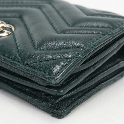 中古 グッチ 二つ折り財布 二折財布 コンパクト レディース ブランド GUCCI ダブルG カードケース ウォレット レザー 466492 グリーン USDGU119828011