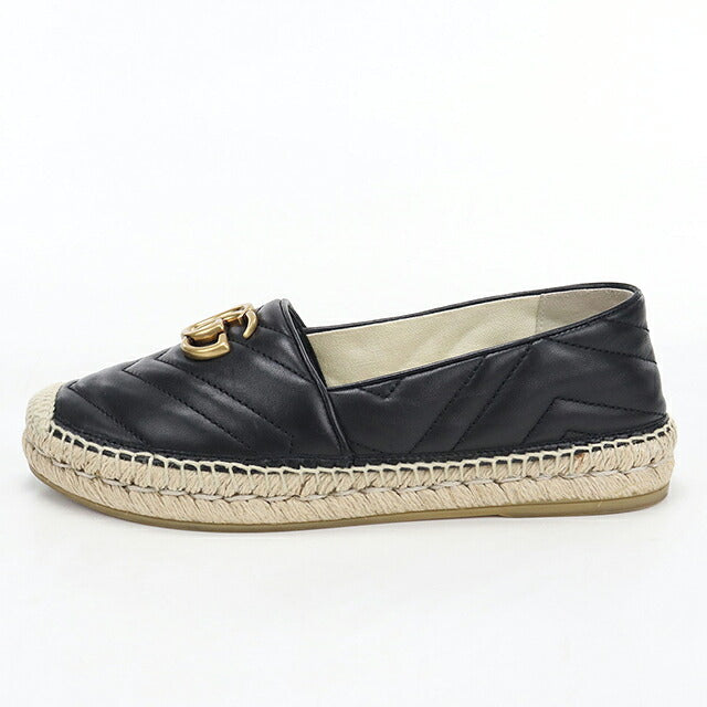 中古 グッチ エスパドリーユ レディース ブランド GUCCI  エスパドリーユ レザー 551890 ブラック シューズ USDGU119833011