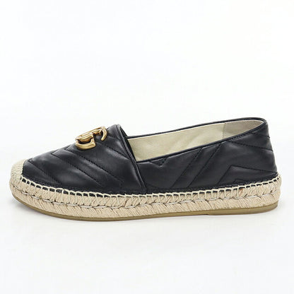 中古 グッチ エスパドリーユ レディース ブランド GUCCI  エスパドリーユ レザー 551890 ブラック シューズ USDGU119833011