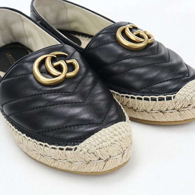 中古 グッチ エスパドリーユ レディース ブランド GUCCI  エスパドリーユ レザー 551890 ブラック シューズ USDGU119833011