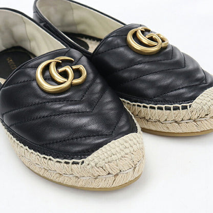 中古 グッチ エスパドリーユ レディース ブランド GUCCI  エスパドリーユ レザー 551890 ブラック シューズ USDGU119833011