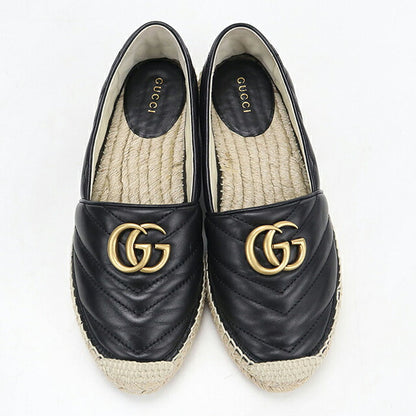中古 グッチ エスパドリーユ レディース ブランド GUCCI  エスパドリーユ レザー 551890 ブラック シューズ USDGU119833011