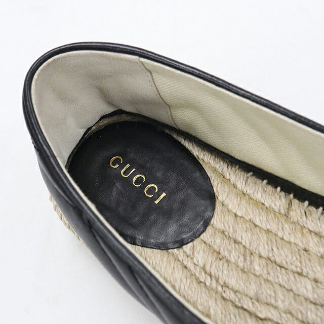 中古 グッチ エスパドリーユ レディース ブランド GUCCI  エスパドリーユ レザー 551890 ブラック シューズ USDGU119833011