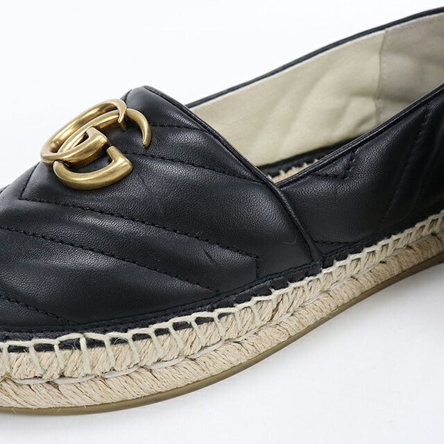 中古 グッチ エスパドリーユ レディース ブランド GUCCI  エスパドリーユ レザー 551890 ブラック シューズ USDGU119833011