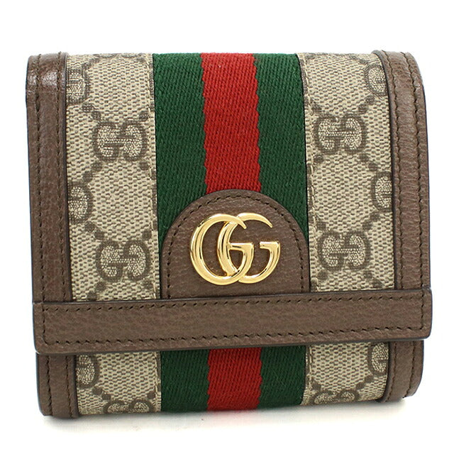 中古 グッチ 二つ折り財布 二折財布 コンパクト レディース ブランド GUCCI オフィディア コンパクトウォレット レザー 598662 ベージュ USDGU119859011