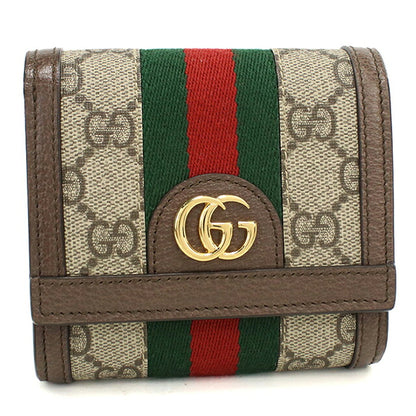 中古 グッチ 二つ折り財布 二折財布 コンパクト レディース ブランド GUCCI オフィディア コンパクトウォレット レザー 598662 ベージュ USDGU119859011