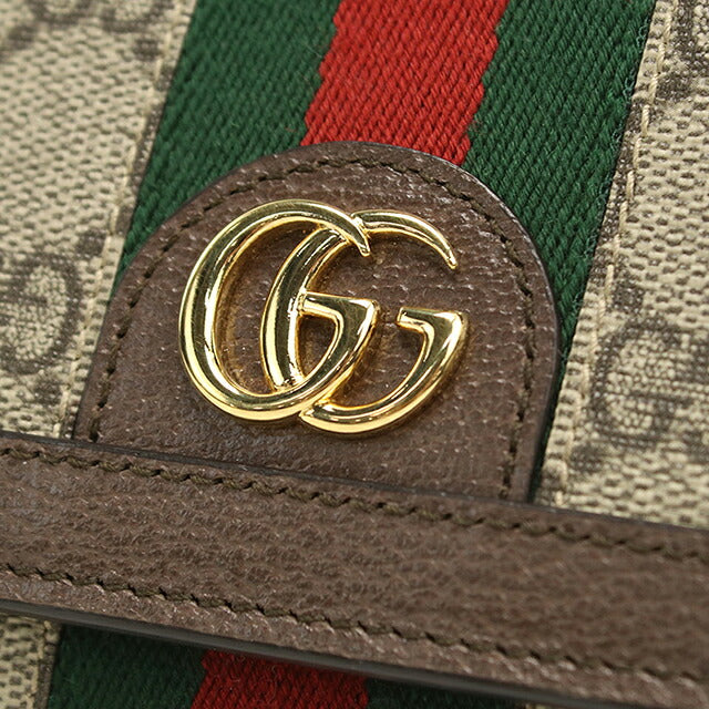中古 グッチ 二つ折り財布 二折財布 コンパクト レディース ブランド GUCCI オフィディア コンパクトウォレット レザー 598662 ベージュ USDGU119859011