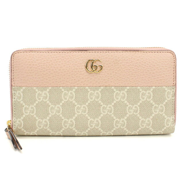中古 グッチ 長財布ラウンドファスナー レディース ブランド GUCCI ダブルG バイカラー  456117 ピンク USDGU119894011