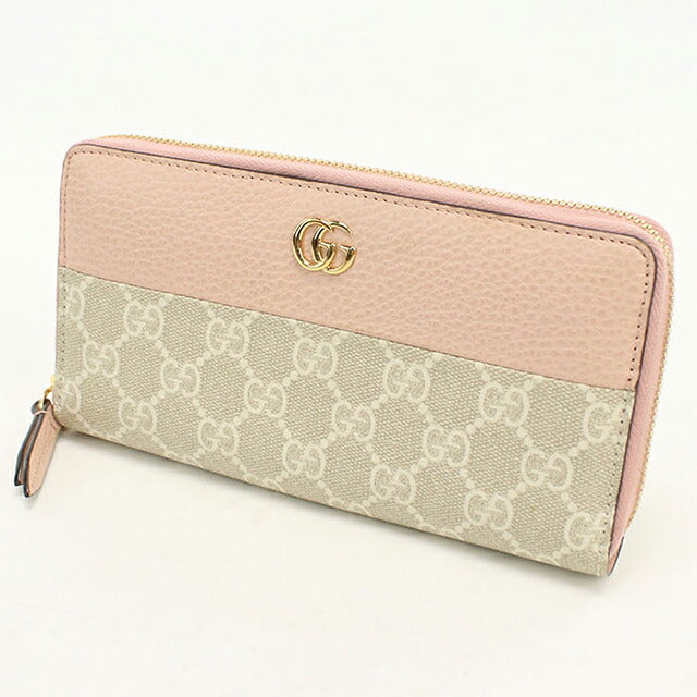中古 グッチ 長財布ラウンドファスナー レディース ブランド GUCCI ダブルG バイカラー  456117 ピンク USDGU119894011