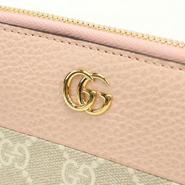 中古 グッチ 長財布ラウンドファスナー レディース ブランド GUCCI ダブルG バイカラー  456117 ピンク USDGU119894011