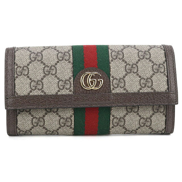 中古 グッチ 長財布二折 レディース ブランド GUCCI オフィディア コンチネンタルウォレット 523153 ベージュ USDGU120087011