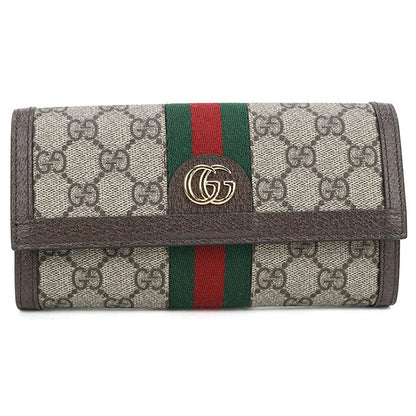 中古 グッチ 長財布二折 レディース ブランド GUCCI オフィディア コンチネンタルウォレット 523153 ベージュ USDGU120087011