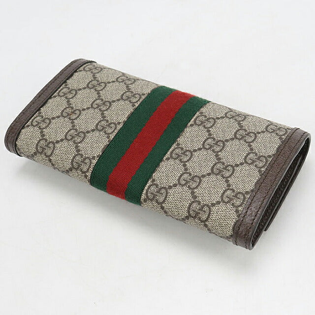 中古 グッチ 長財布二折 レディース ブランド GUCCI オフィディア コンチネンタルウォレット 523153 ベージュ USDGU120087011