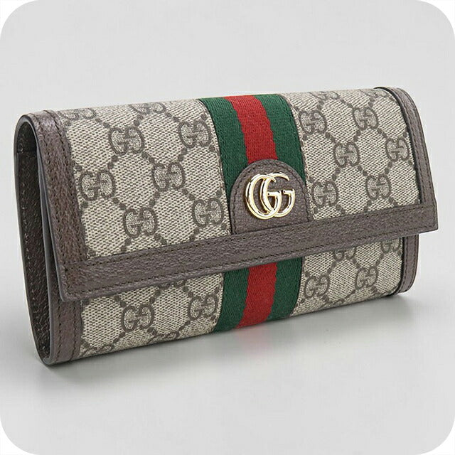 中古 グッチ 長財布二折 レディース ブランド GUCCI オフィディア コンチネンタルウォレット 523153 ベージュ USDGU120087011