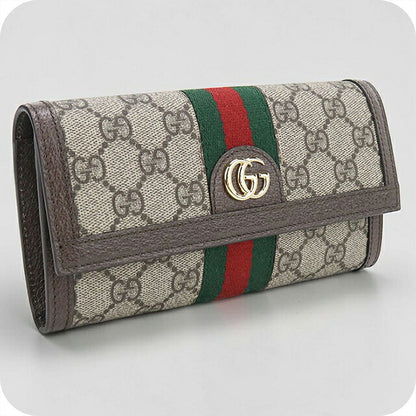 中古 グッチ 長財布二折 レディース ブランド GUCCI オフィディア コンチネンタルウォレット 523153 ベージュ USDGU120087011