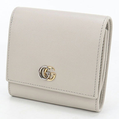 中古 グッチ 二つ折り財布 二折財布 コンパクト レディース ブランド GUCCI ダブルG ミディアム ウォレット レザー 790062 グレー USDGU120088011