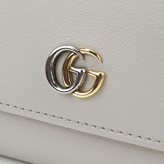 中古 グッチ 二つ折り財布 二折財布 コンパクト レディース ブランド GUCCI ダブルG ミディアム ウォレット レザー 790062 グレー USDGU120088011
