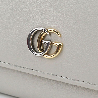 中古 グッチ 二つ折り財布 二折財布 コンパクト レディース ブランド GUCCI ダブルG ミディアム ウォレット レザー 790062 グレー USDGU120088011