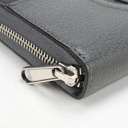 中古 グッチ 長財布ラウンドファスナー メンズ ブランド GUCCI カットアウト インターロッキングG  レザー 701423 グレー USDGU120124011