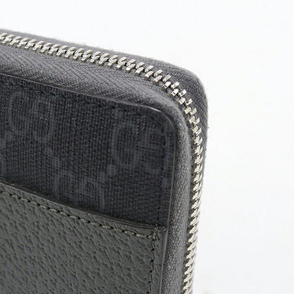 中古 グッチ 長財布ラウンドファスナー メンズ ブランド GUCCI カットアウト インターロッキングG  レザー 701423 グレー USDGU120124011
