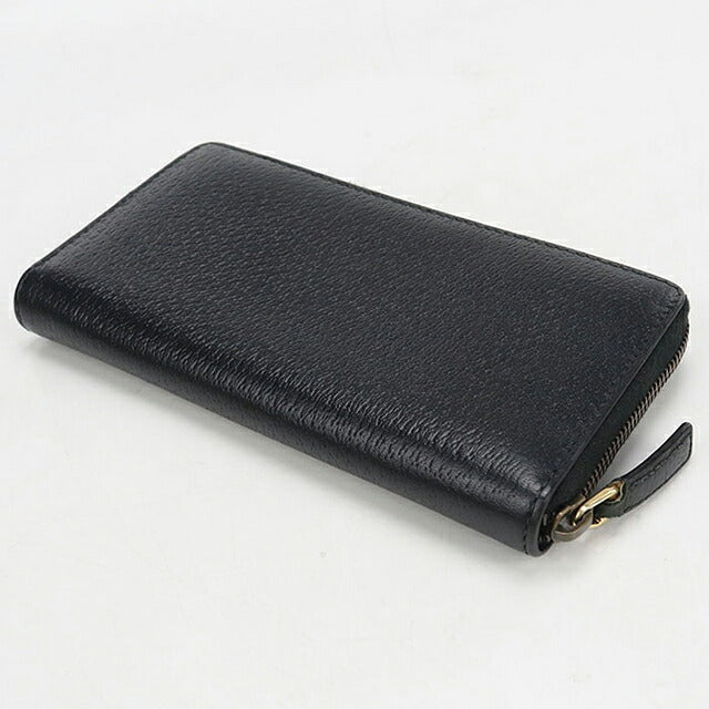 中古 グッチ 長財布ラウンドファスナー レディース ブランド GUCCI GGマーモント  レザー 735845 ブラック USDGU120128011