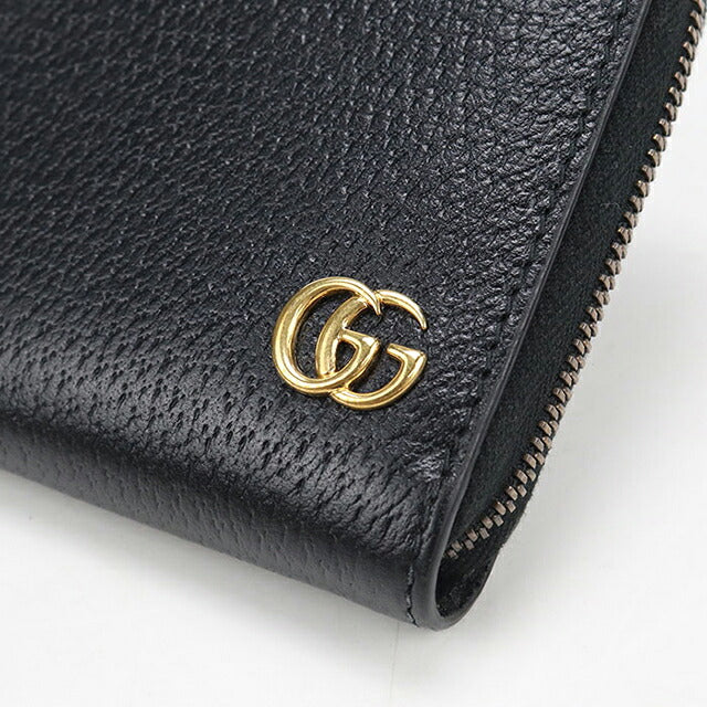 中古 グッチ 長財布ラウンドファスナー レディース ブランド GUCCI GGマーモント  レザー 735845 ブラック USDGU120128011
