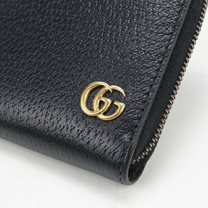 中古 グッチ 長財布ラウンドファスナー レディース ブランド GUCCI GGマーモント  レザー 735845 ブラック USDGU120128011