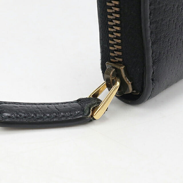 中古 グッチ 長財布ラウンドファスナー レディース ブランド GUCCI GGマーモント  レザー 735845 ブラック USDGU120128011
