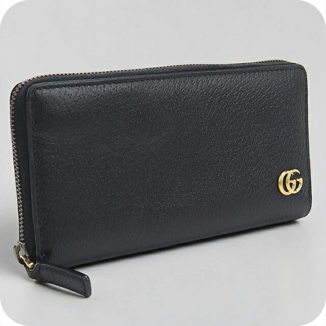 中古 グッチ 長財布ラウンドファスナー レディース ブランド GUCCI GGマーモント  レザー 735845 ブラック USDGU120128011