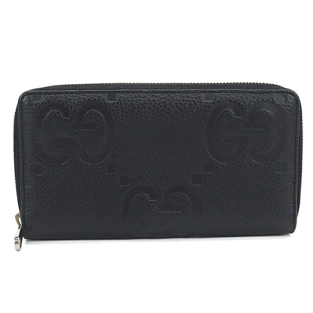 中古 グッチ 長財布ラウンドファスナー メンズ ブランド GUCCI ジャンボGG  レザー 739484 ブラック USDGU120166011
