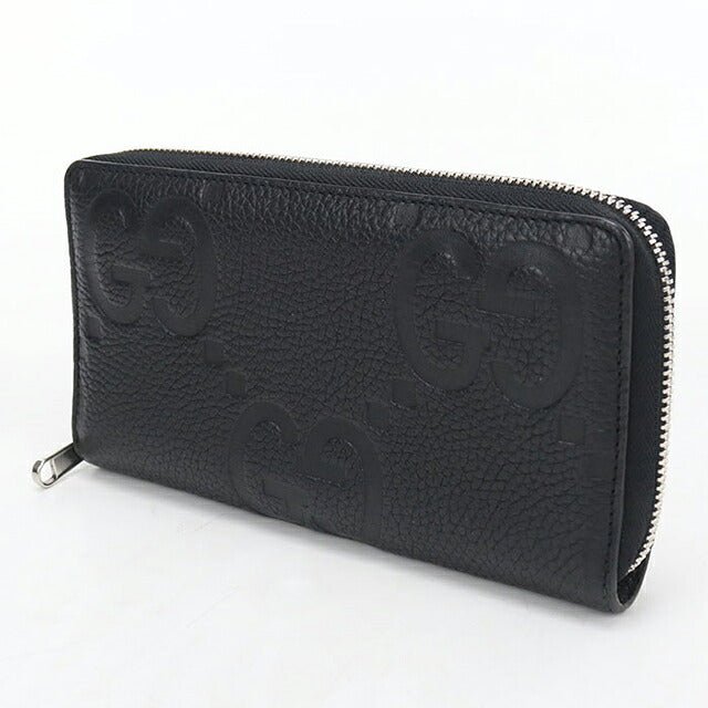 中古 グッチ 長財布ラウンドファスナー メンズ ブランド GUCCI ジャンボGG  レザー 739484 ブラック USDGU120166011