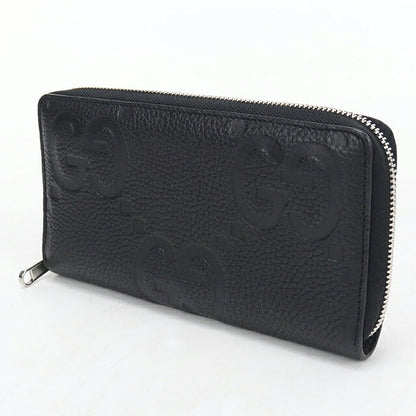 中古 グッチ 長財布ラウンドファスナー メンズ ブランド GUCCI ジャンボGG  レザー 739484 ブラック USDGU120166011