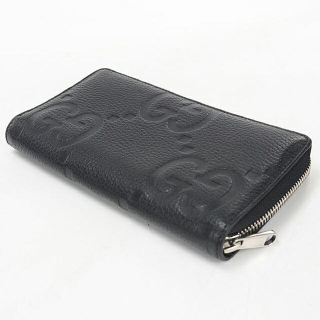 中古 グッチ 長財布ラウンドファスナー メンズ ブランド GUCCI ジャンボGG  レザー 739484 ブラック USDGU120166011