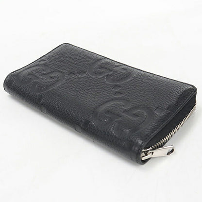 中古 グッチ 長財布ラウンドファスナー メンズ ブランド GUCCI ジャンボGG  レザー 739484 ブラック USDGU120166011
