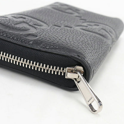 中古 グッチ 長財布ラウンドファスナー メンズ ブランド GUCCI ジャンボGG  レザー 739484 ブラック USDGU120166011