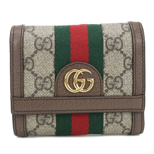 中古 グッチ 三つ折り財布 三折財布 コンパクト レディース ブランド GUCCI オフィディア  523174 ベージュ USDGU120174011