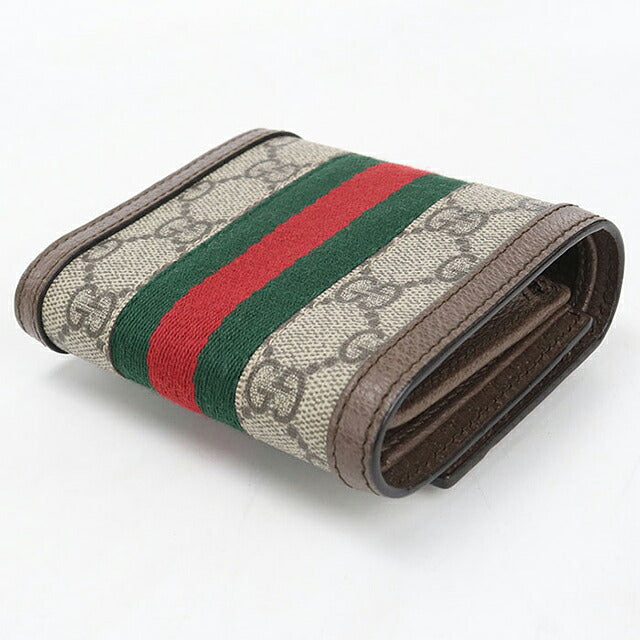 中古 グッチ 三つ折り財布 三折財布 コンパクト レディース ブランド GUCCI オフィディア  523174 ベージュ USDGU120174011