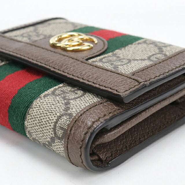 中古 グッチ 三つ折り財布 三折財布 コンパクト レディース ブランド GUCCI オフィディア  523174 ベージュ USDGU120174011