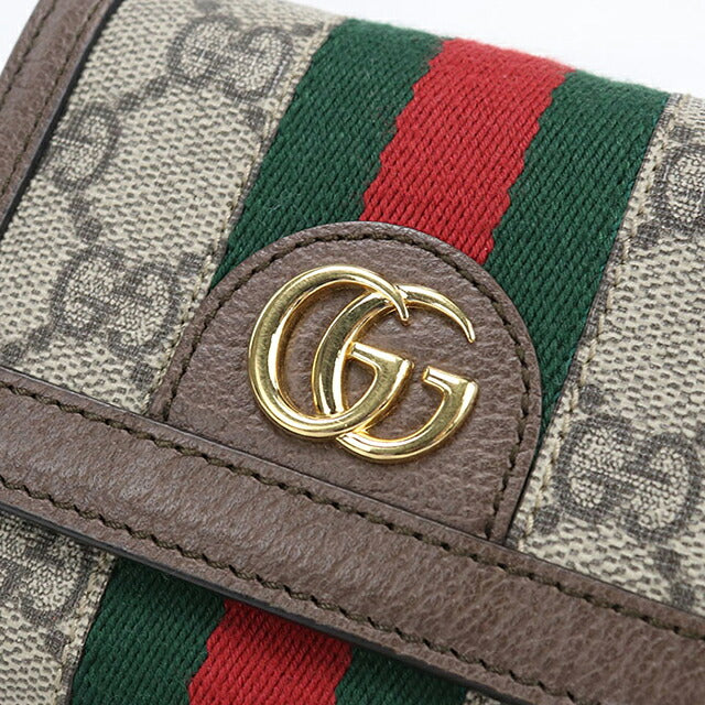 中古 グッチ 三つ折り財布 三折財布 コンパクト レディース ブランド GUCCI オフィディア  523174 ベージュ USDGU120174011
